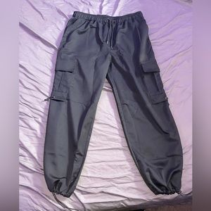 Drawstring Cargo Pants (Black)
